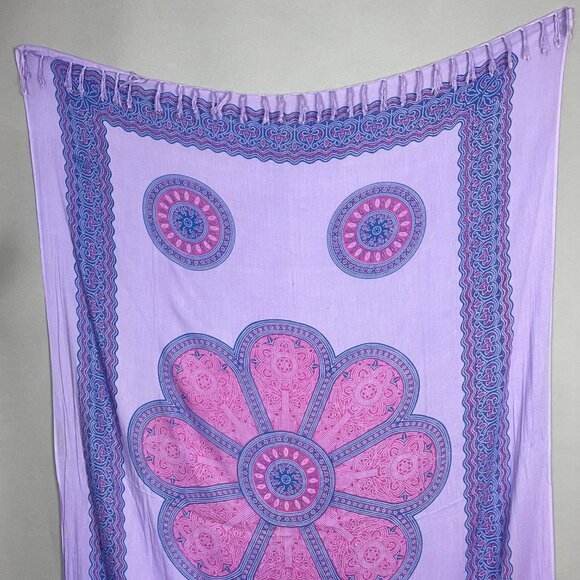 YOA Floral Scarf Shawl Wrap Fringe Mandala Pattern FLAWS Women 62" x 44" Boho - Picture 16 of 16